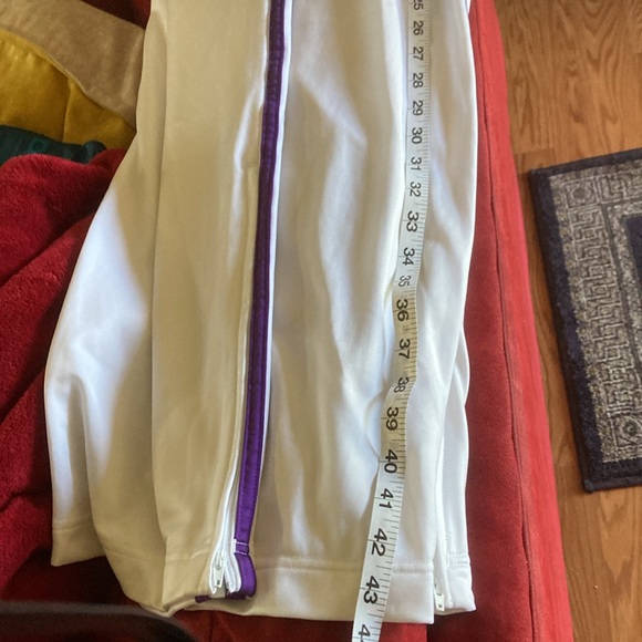 Adidas white purple stripes xl track pants in good condition loose fit. Zippers - Picture 5 of 6